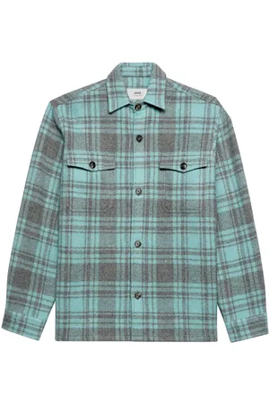 Ami Plaid wool shirt jacket