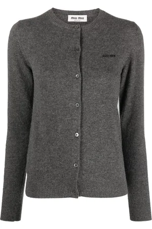 Miu Miu Logo-intarsia fine-knit cardigan