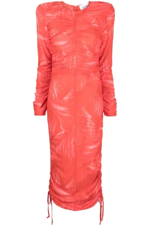Cannari Concept Ruched long-sleeved midi dress