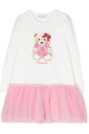MONNALISA Graphic-print cotton tulle dress