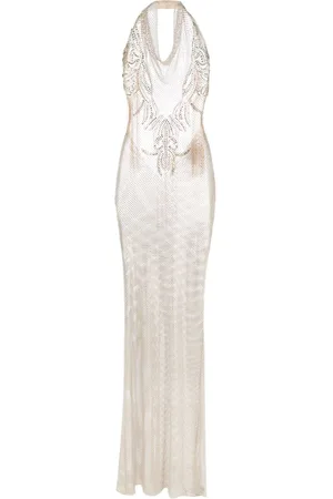 GENNY Rhinestone-embellished sheer gown