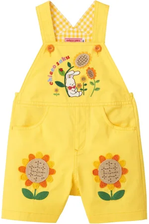 Miki House Embroidered-design cotton jumpsuit