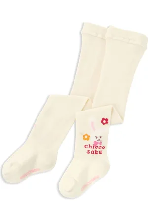 Miki House Bunny logo-knit socks