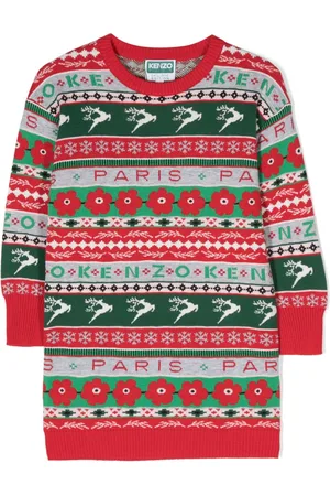Kenzo Fair isle intarsia knit round-neck dress