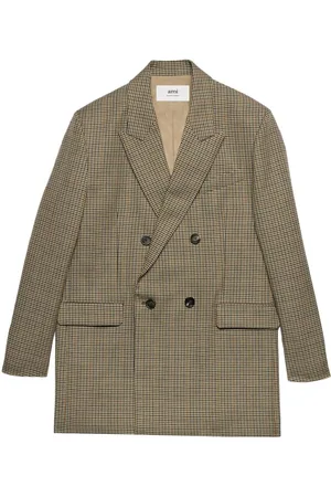 Ami Check-print double-breasted blazer
