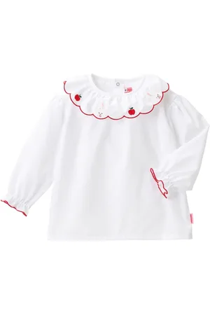 Miki House Bunny embroidered cotton blouse