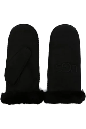 UGG Logo-embroidered shearling mittens