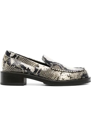 Stuart Weitzman Snakeskin-effect leather loafers