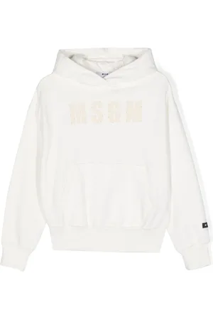 Msgm Distressed-finish logo-print hoodie