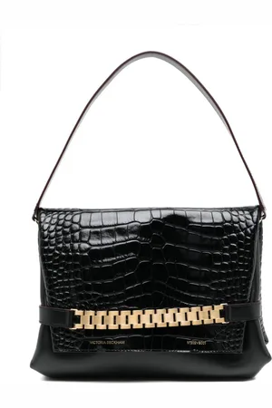 Victoria Beckham Classic Chain embossed-crocodile clutch bag