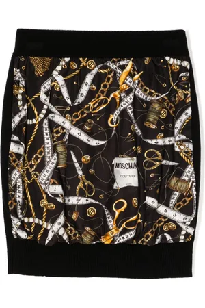 Moschino Sartorial-print knitted wool skirt