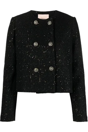 Twin-Set Double-breasted paillette cropped jacket