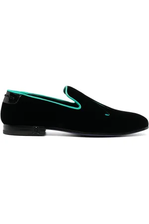 Philipp Plein Slogan-embroidered velvet loafers