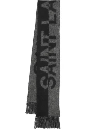 Saint Laurent Logo-intarsia fringed scarf