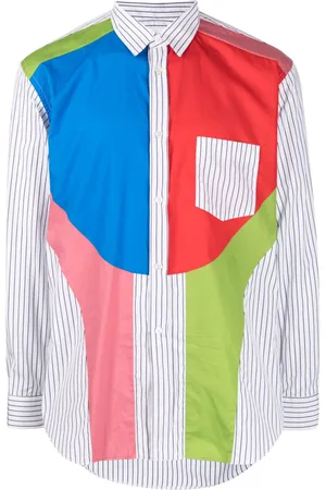 Comme des Garçons Colour-block striped cotton shirt