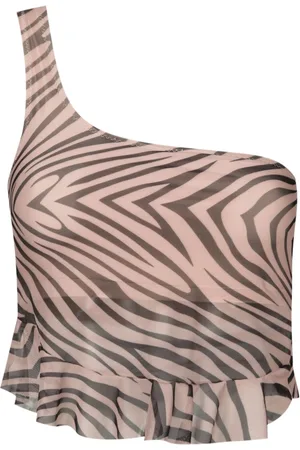 AMIR SLAMA Animal-pattern one-shoulder top