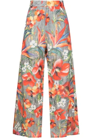 AMIR SLAMA Floral-pattern high-waisted trousers