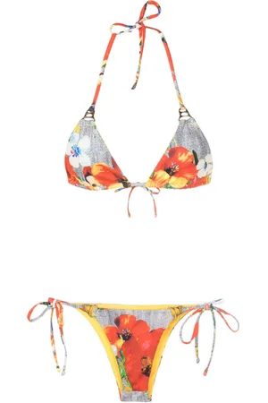 AMIR SLAMA Hibiscus-print bikini set