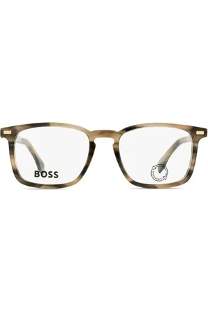HUGO BOSS Marbled rectangle-frame glasses