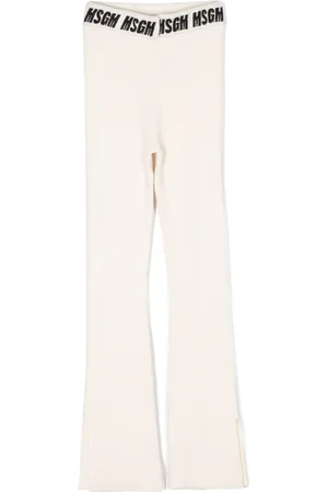 Msgm Intarsia knit-logo ribbed trousers
