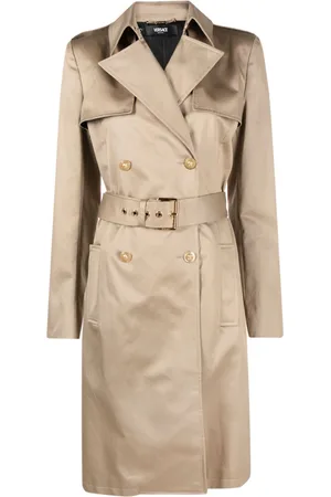 VERSACE Double-breasted cotton trench coat