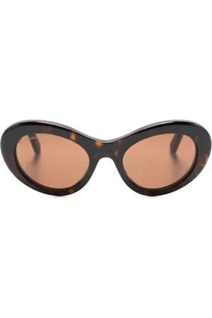 Balenciaga Logo-plaque round-frame sunglasses