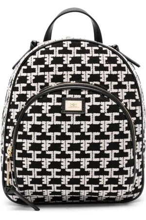Elisabetta Franchi Monogram-pattern logo-plaque backpack
