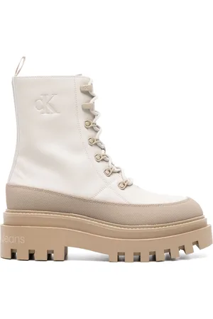 Calvin Klein Logo-debossed leather boots