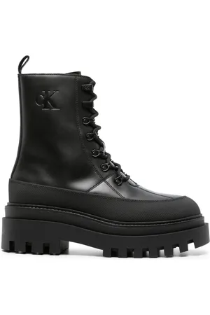 Calvin Klein Logo-debossed leather boots