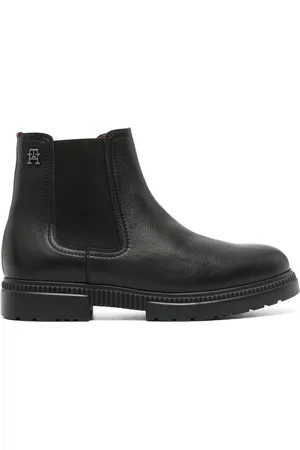 Tommy Hilfiger Monogram-plaque leather ankle boots
