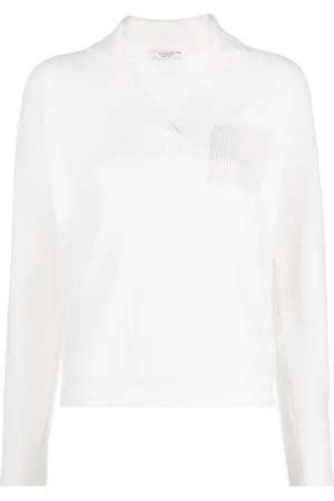 PESERICO SIGN Rhinestone-detail ribbed-knit jumper