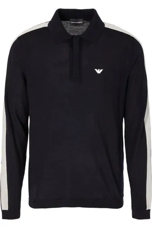 Emporio Armani Logo-embroidered virgin-wool polo jumper