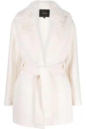 Maje Belted faux-fur coat