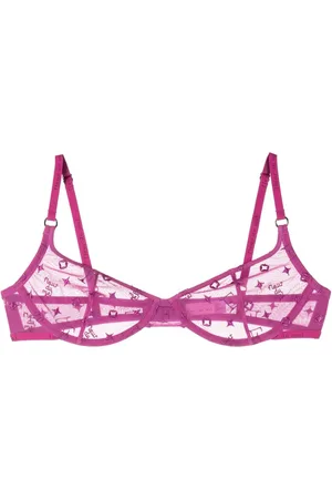 FLEUR DU MAL Monogram-embroidered scooped balconette bra