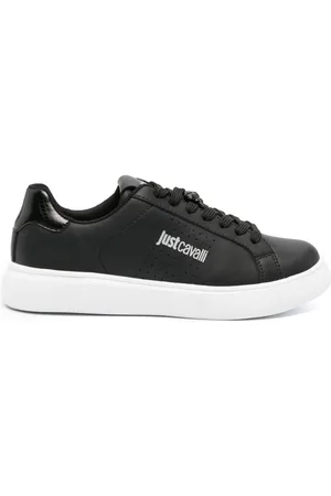 Roberto Cavalli Tiger Head-logo leather sneakers