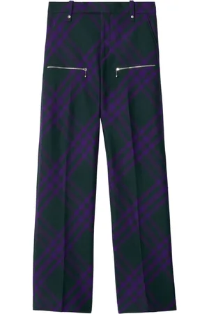 Burberry Check-pattern wool trousers