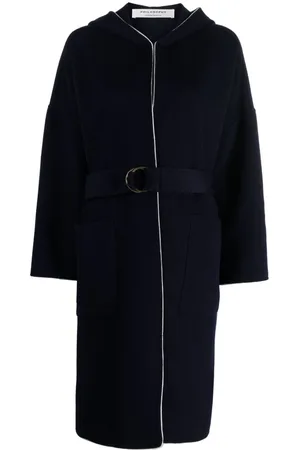 Serafini Hooded belted wool coat