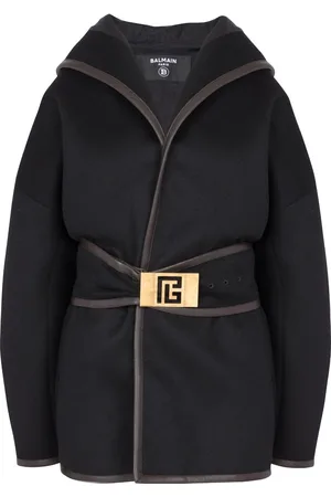 Balmain Belted-waist wool coat