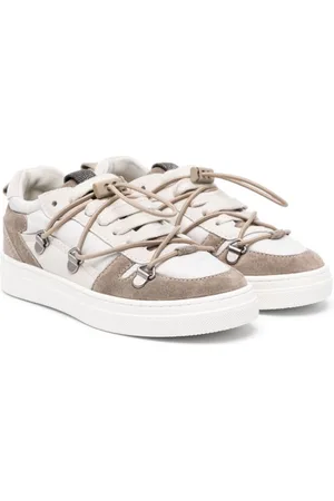 Brunello Cucinelli Panelled drawstring leather sneakers