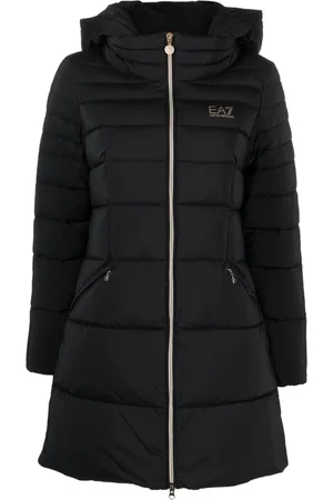 EA7 Logo-print hooded padded coat