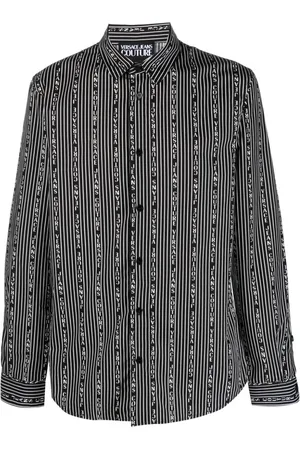VERSACE Logo-print striped shirt