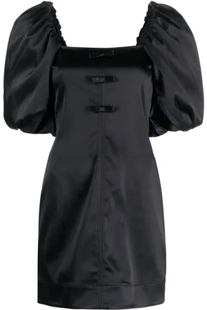 Ganni Bow-detail satin minidress