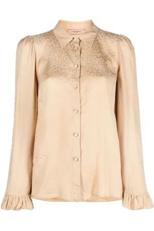 Twin-Set Animal-print ruffle-cuffs shirt