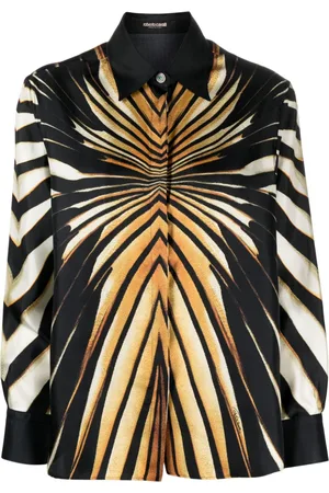 Roberto Cavalli Abstract-pattern print silk shirt