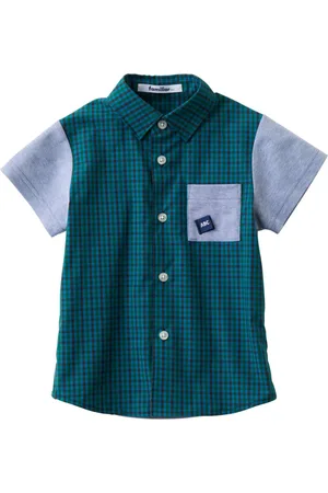 Familiar Colour-block checked cotton shirt