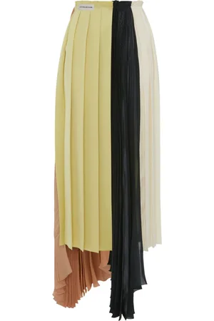 Victoria Beckham Colour-block pleated asymmetric skirt