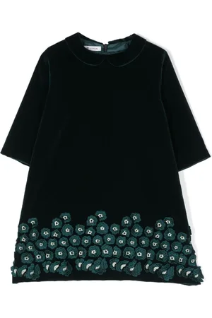 JESURUM BABY Floral-embroidered velvet dress