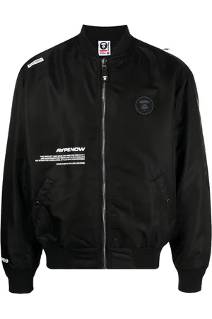 A Bathing Ape Logo-patch zip-up bomber jacket