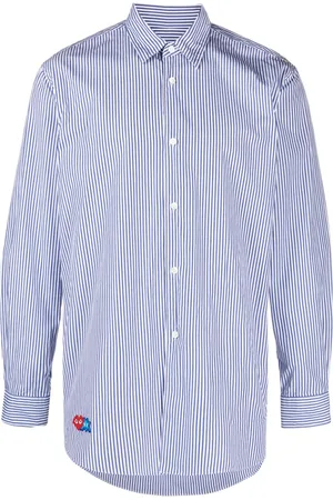 Comme des Garçons X Invader Pixel-patch striped cotton shirt