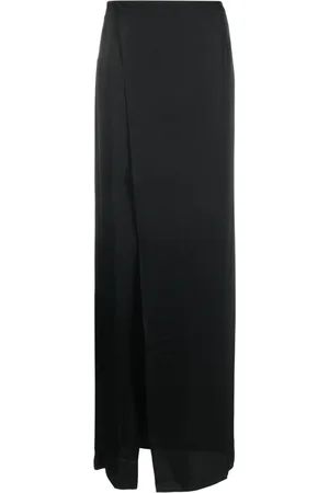 MAISON CLOSE Wrap-design satin-finish skirt